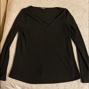 Black Shein Crisscross Long Sleeve